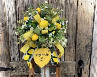 Summer Lantern Bow, Lantern Swag, bow for lantern, Lemon Decoration, Lemon floral arrangement, Summer lantern decor, Lantern topper bow