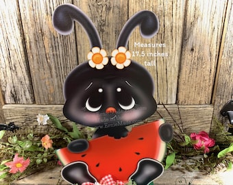 Ant and watermelon decoration, Farmhouse summer decor, Ant tiered tray decor, wood watermelon sign, Summer Watermelon and ant shelf sitter
