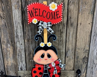 Ladybug decoration, Ladybug centerpiece, Ladybug sign, wooden ladybug with stand, Ladybug Porch decoration, ladybug Summer Porch greeter,