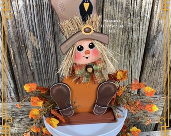 Fall Scarecrow decoration, tier tray, kitchen island fall arrangement, riser decor, wooden shelf sitter, Halloween, Farmhouse, Thanksgiving