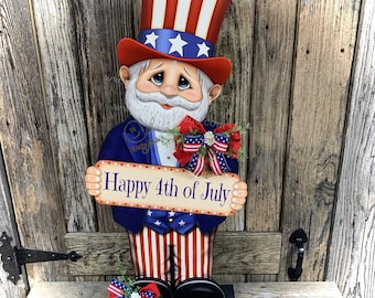 Patriotic decoration Uncle Sam Summer, USA, America sign, Fourth of July, Veterans Day, Memorial Day, 4th of July for entryway mantle, porch