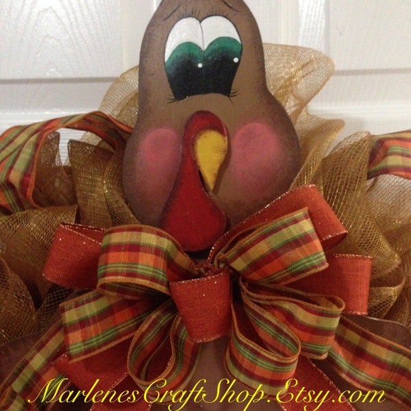 Thanksgiving Turkey Wreath/ Thanksgiving door hanger/ Thanksgiving decoration