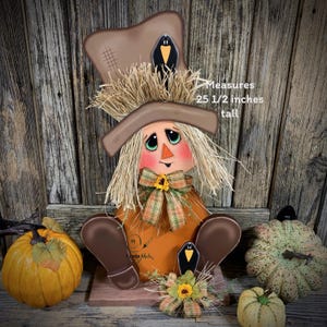Fall Scarecrow decoration, sitting Scarecrow porch decor, Autumn arrangement for entry way, Halloween, Farmhouse, Thanksgiving pumpkin decor