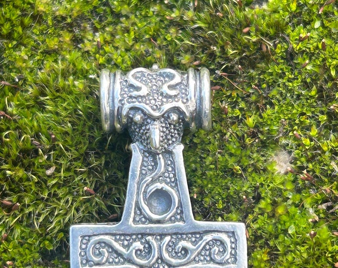 Featured listing image: Double Sided Thor’s Hammer Pendant. Mjölnir Amulet. Handcrafted in sterling silver.
