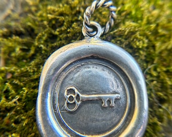 Key Wax Seal Pendant in 925 silver