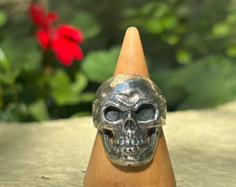 Anel de caveira em prata esterlina, talismã de calavera robusto