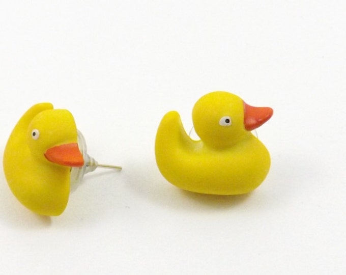Tiny Duck Earrings Yellow Duck Earrings Rubber Ducky Stud Etsy