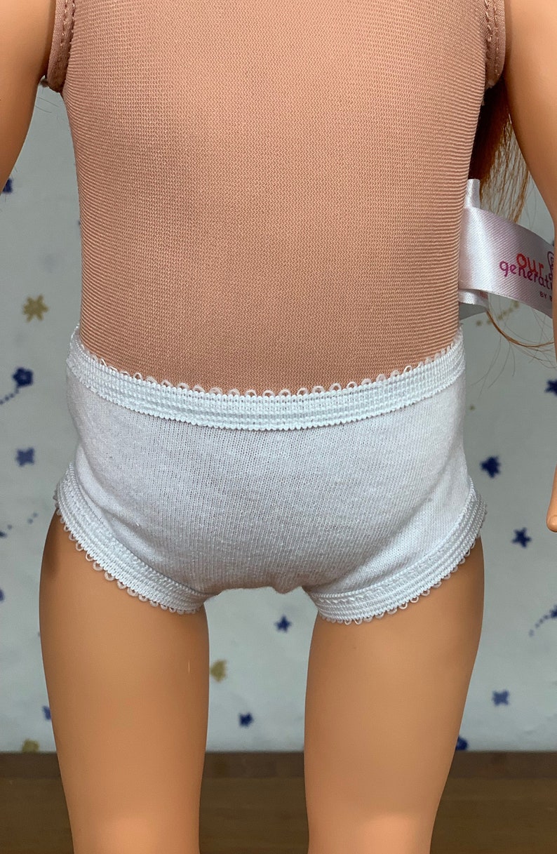18 inch doll underwear in white cotton knit