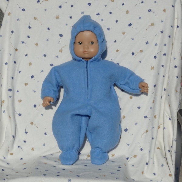 Cute blue fleece snowsuit fits 15-inch baby dolls