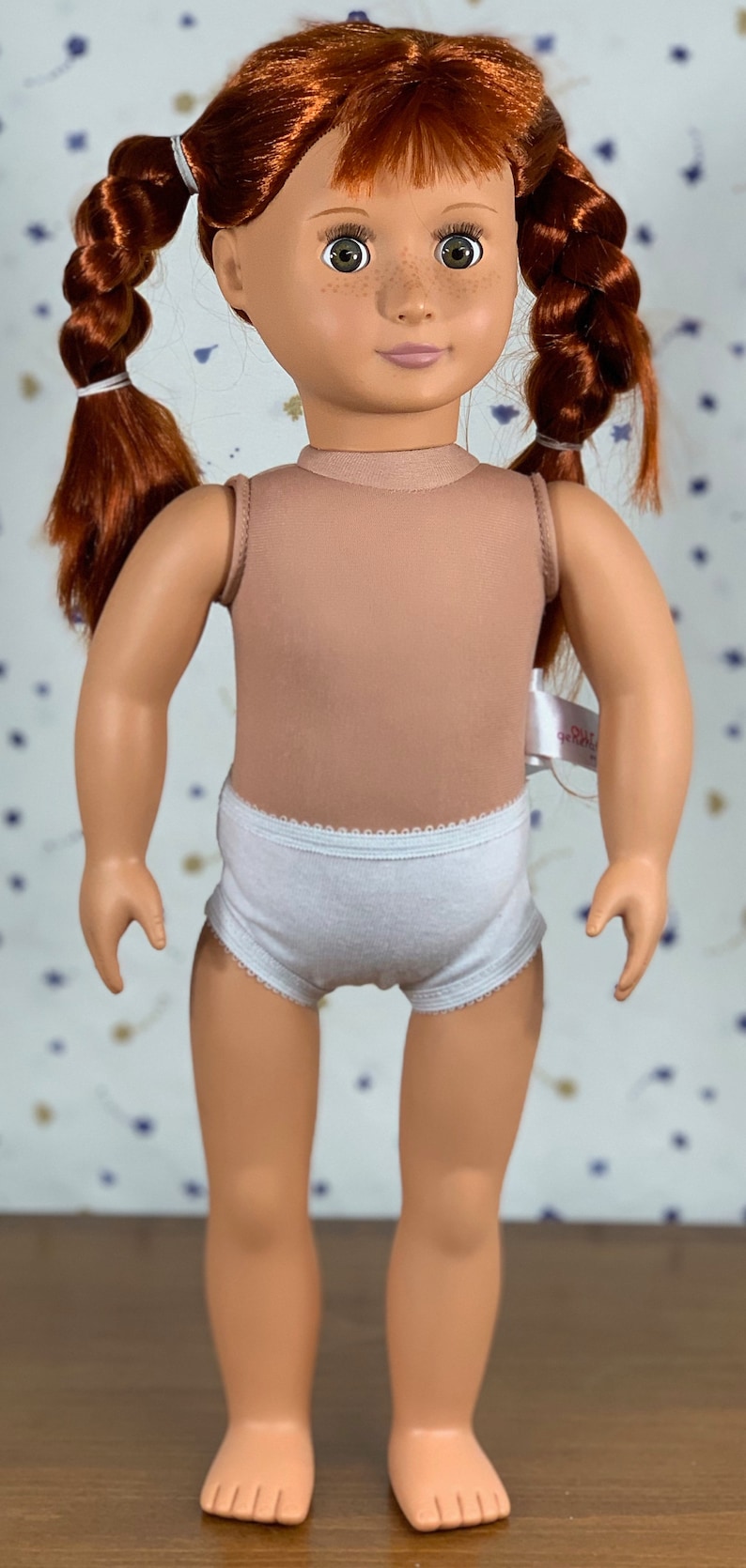 18 inch doll underwear in white cotton knit
