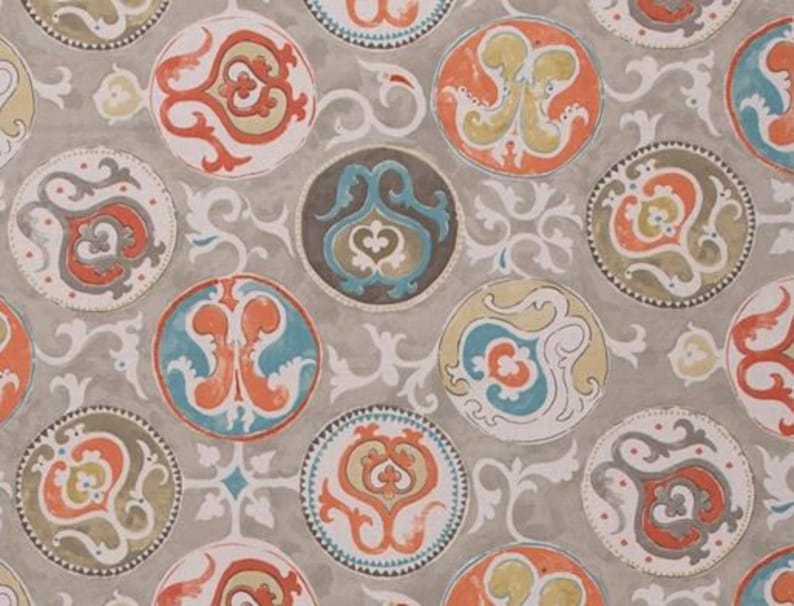 MYRA PRINTS Jim Thompson Fabric The loose painting and classically inspired motifs was inspired by such a fresco on a ceiling.