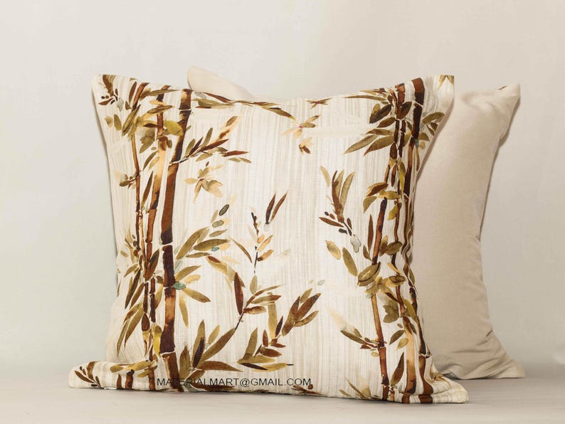 Pair Of Bamboo Pillow Cover Jim Thompson 20x20 Invisible Etsy