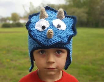 Dinosaur Hat, Triceratops Hat, Dino Hat, Dinosaur costume, Three horn hat, Three horn costume, blue dinosaur, green dinosaur, dino lover