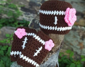 Newborn football photo prop, infant football lefwarmers, crochet leg warmers