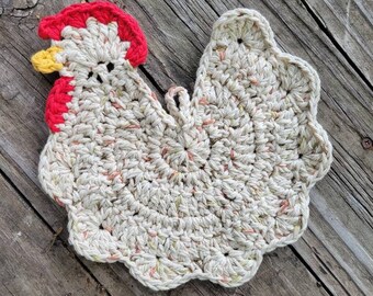 100% Cotton Chicken and Egg Crochet Potholder