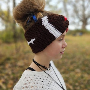 Football headband, football ear warmer, football headwrap, crochet football, knitted football ear warmer, Team, CHILD