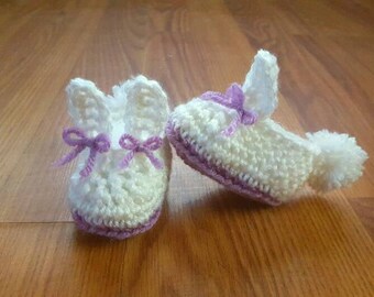 Newborn Booties, Bunny Slippers, Bunny shoe, crochet booties
