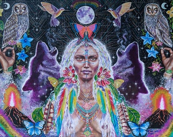 Large size signed Print of Rainbow Waters Destiny, visionary art