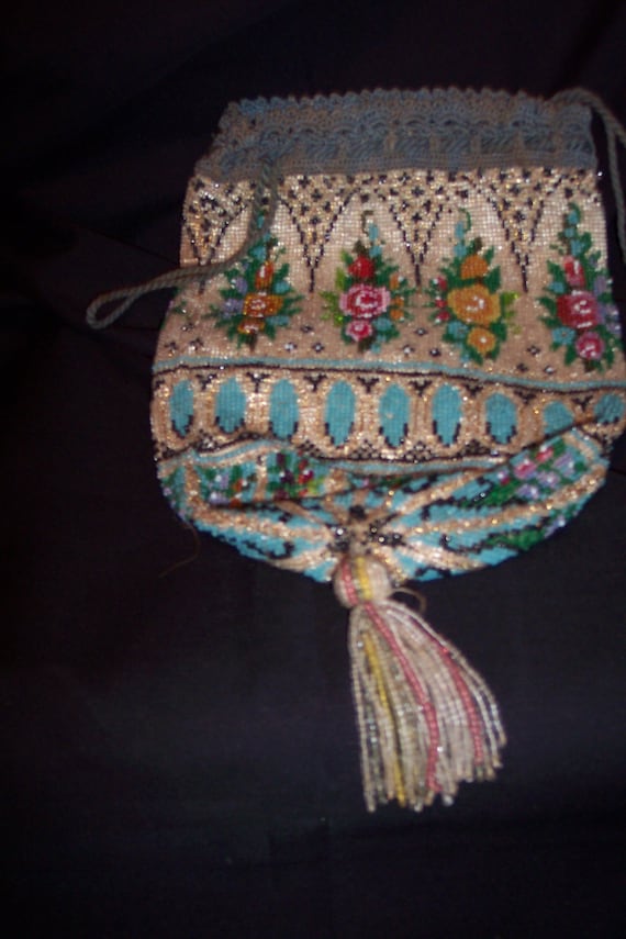 Edwardian Drawstring Beaded Handbag