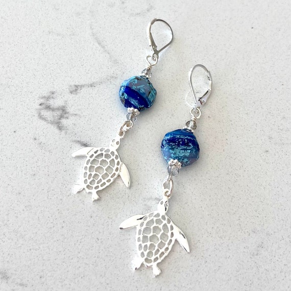 AeraVida Orecchini A Fili Con Ciondolo Tartaruga Marina In Argento Sterling 925 - Gioielli Artigianali Thailandesi, Eleganti E Moderni