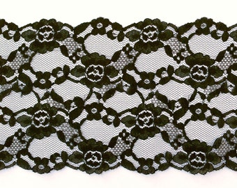 Vintage 2 yards Black Lace Trim 5 Inches Wide