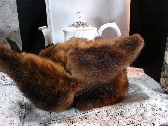 Mink Fur Collar, Walnut Brown Neckwarmer, Fur Scar