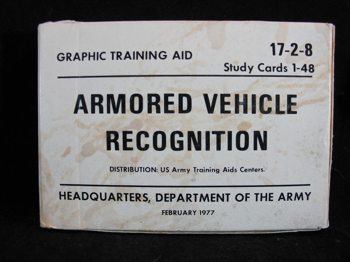 US Army Training Aid Armored Vehicle Recognition Study Cards Etsy