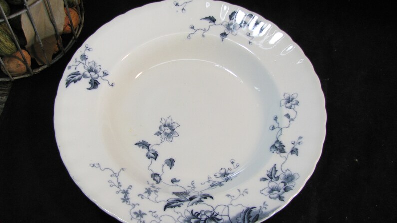 Antique Duchess Pattern Ironstone Rimmed Soup Bowl Flow Blue Bowl Antique Collector 1900s Blue Transfer Creamer Grindley Co. W H