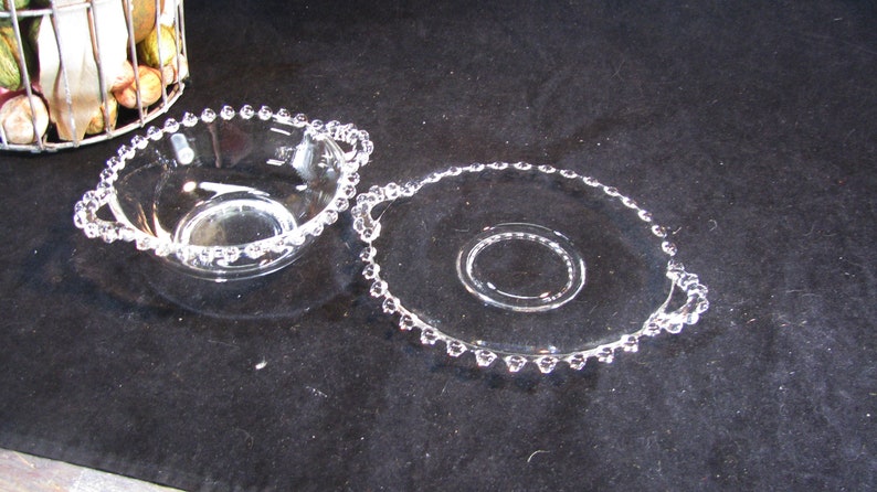 Condiments Candlewick Double Handle Bowl And Saucer Plate Candy Or Nuts Kitchen Decor Imperial ...