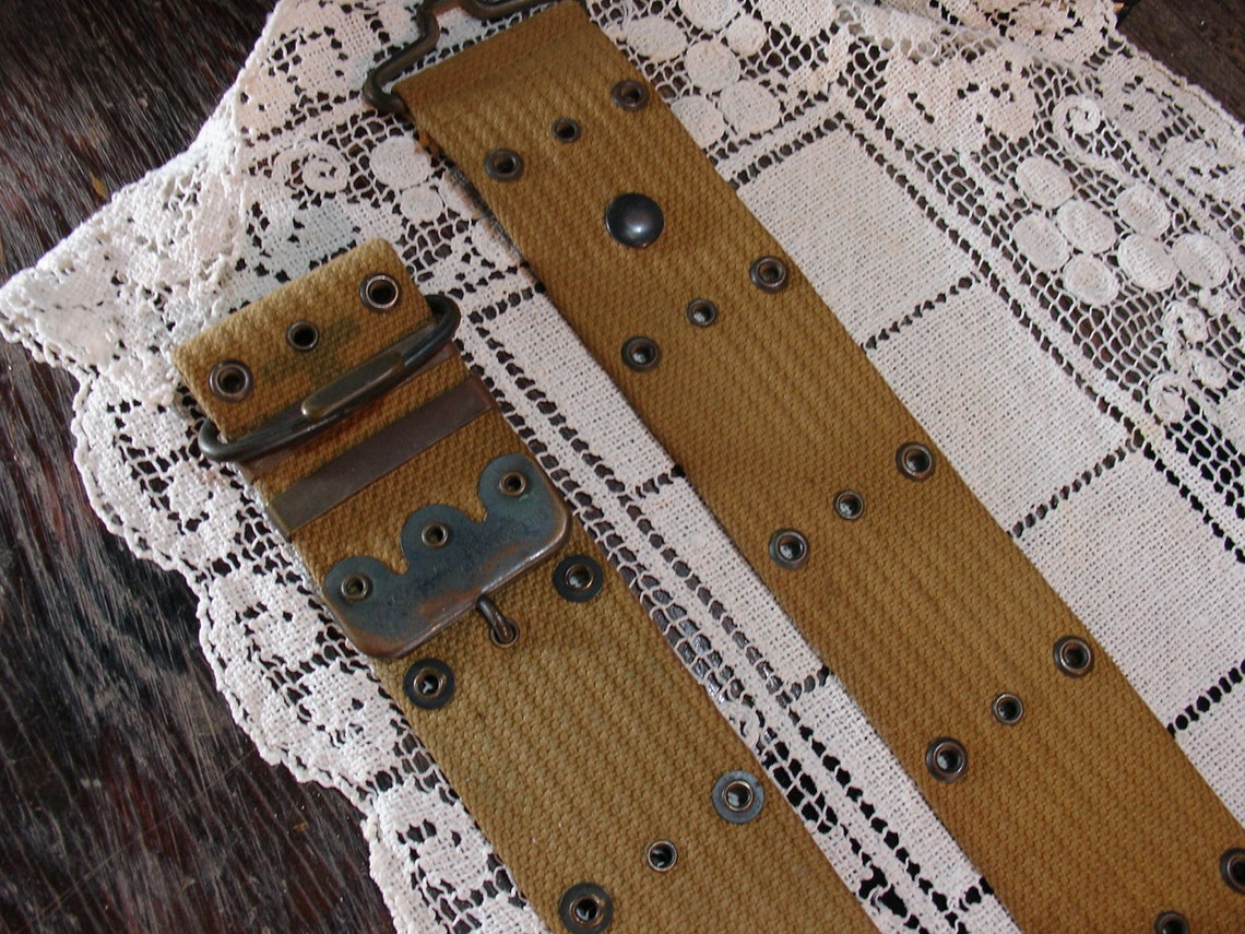 US WWI Military Cartridge Ammo Belt Thick Tan Woven Cloth Etsy
