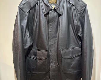 Vtg Us Air Bomber Jacket Flyers Leather Type A2 Brown Mens XL Tall Map Liner EUC