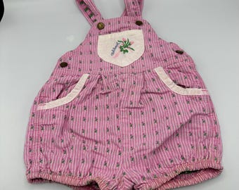OshKosh B’gosh Vintage Baby Floral Romper Overall Shortalls Bubble Romper 4T USA