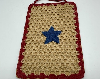 Hand Crocheted  Boy In Service Banner- American Folk Art