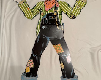 Vintage  Beistle  halloween Jointed diecut scarecrow Large Wall Hanging 52” X 34