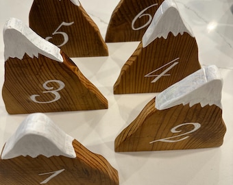 Mountain Shape Wood Table Numbers 1-12 Handmade