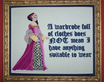 Cross stitch chart - Lady Elinor's wisdom: wardrobe trouble