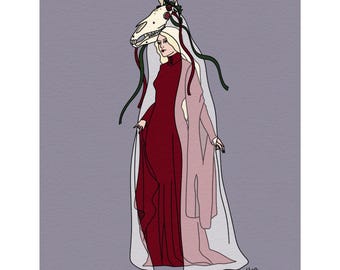 5x7in - Mari Lwyd