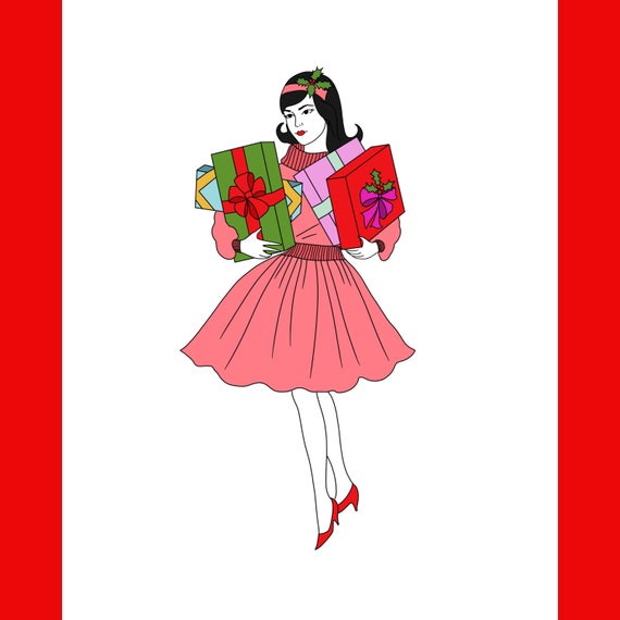 5x7in Kitschy Christmas Gal