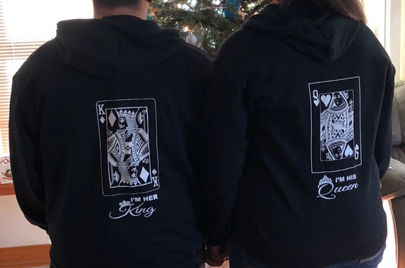 king and queen card hoodies