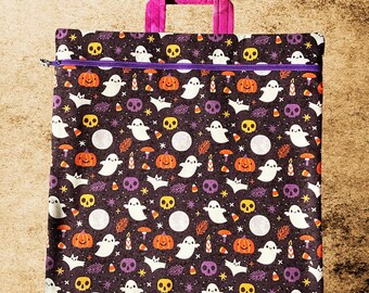 Halloween Cross Stitch Project Bag | Fits 11 inch Q-Snap | Zipper Project Pouch