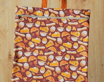 Pochette à ouvrage de broderie au point de croix « Douceurs d'automne » | Convient aux agrafes Q-Snap de 28 cm | Pochette à ouvrage zippée