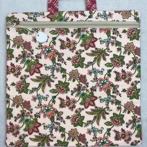 Cross-stitch project bag, embroidery, needlepoint, knitting bag, journal book bag, floral print