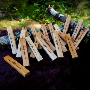 Y3w Celtic Ogham Staves - Engraved Wood Divination, Psychic Reading, Druid, Wicca