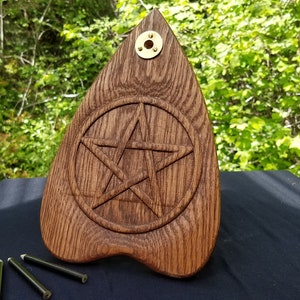 Automatic Writing Planchette - Stained Oak and Brass