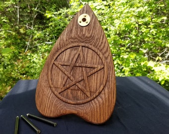 Automatic Writing Planchette - Stained Oak and Brass