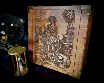 Apothecary Case - Solid wood and brass, Engraved and hand-aged, Alchemy