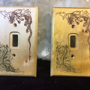 Whimsical Wooden Dragon Light Switch Plate