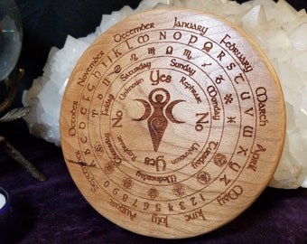 6&quot; Goddess / Chakras Ultimate Pendulum Board - Engraved, Solid Wood