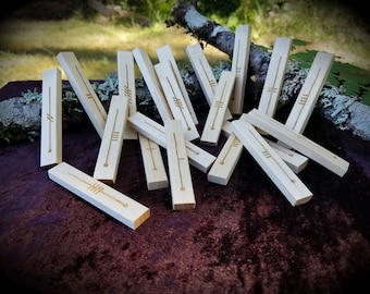 Elder Celtic Ogham Staves - Engraved Wood Divination, Psychic Reading, Druid, Wicca