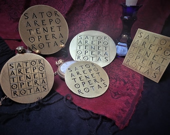 Latin SATOR Square - Massiv, Graverad Mässing
